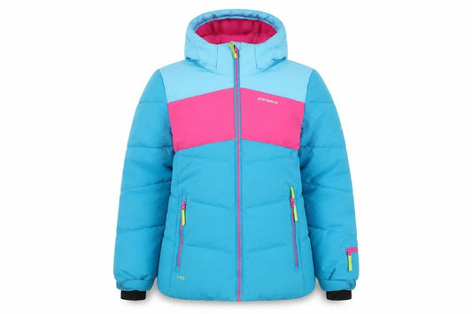 Icepeak Teens Blue Pink Puffer Jacket Size 14 Hooded Winter Coat