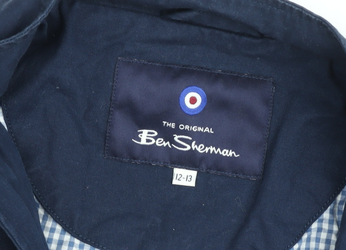 Ben Sherman Boys Blue Cotton Bomber Jacket 12-13 Years Full Zip Lined