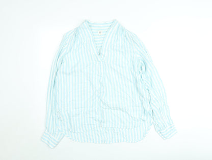 GAP Women Blue Striped Cotton Tunic Blouse Long Sleeve Size S