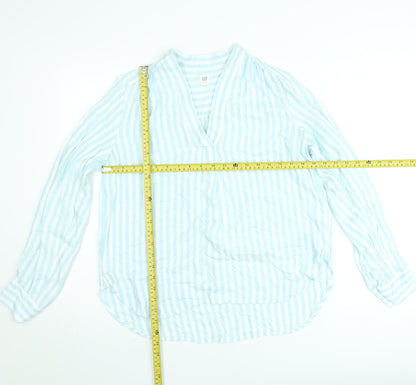 GAP Women Blue Striped Cotton Tunic Blouse Long Sleeve Size S
