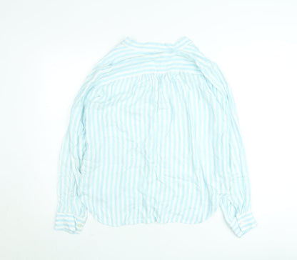 GAP Women Blue Striped Cotton Tunic Blouse Long Sleeve Size S