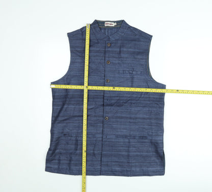Fabindia Men's Blue Cotton Waistcoat Regular Fit Classic Style M