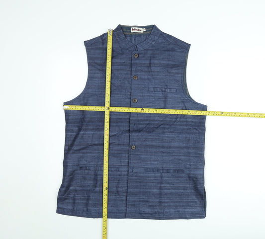 Fabindia Men's Blue Cotton Waistcoat Regular Fit Classic Style M
