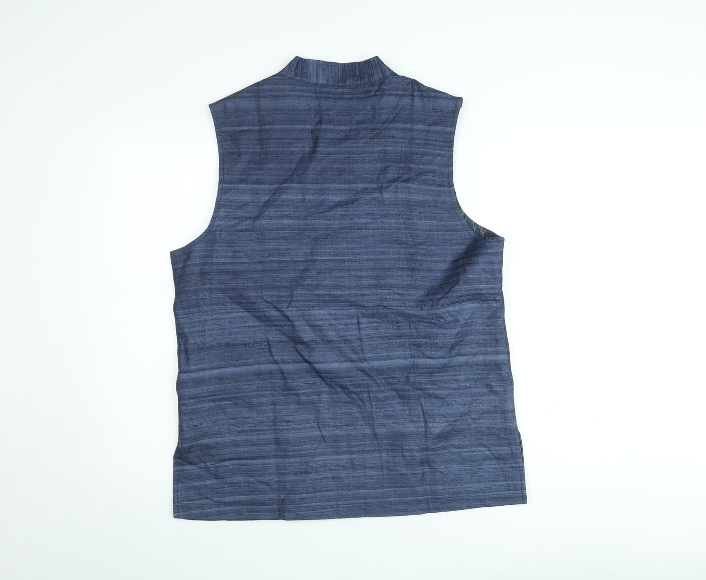 Fabindia Men's Blue Cotton Waistcoat Regular Fit Classic Style M