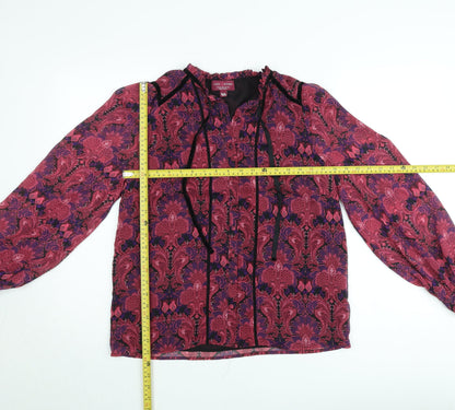 Love & Roses Women Red Floral Long Sleeve Blouse UK 10 V&A Collection