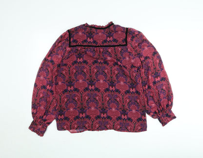Love & Roses Women Red Floral Long Sleeve Blouse UK 10 V&A Collection