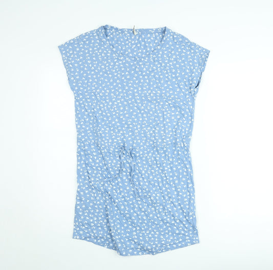 ONLY Women's Blue Floral Cotton Short Shift Dress Size M