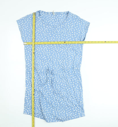 ONLY Women's Blue Floral Cotton Short Shift Dress Size M