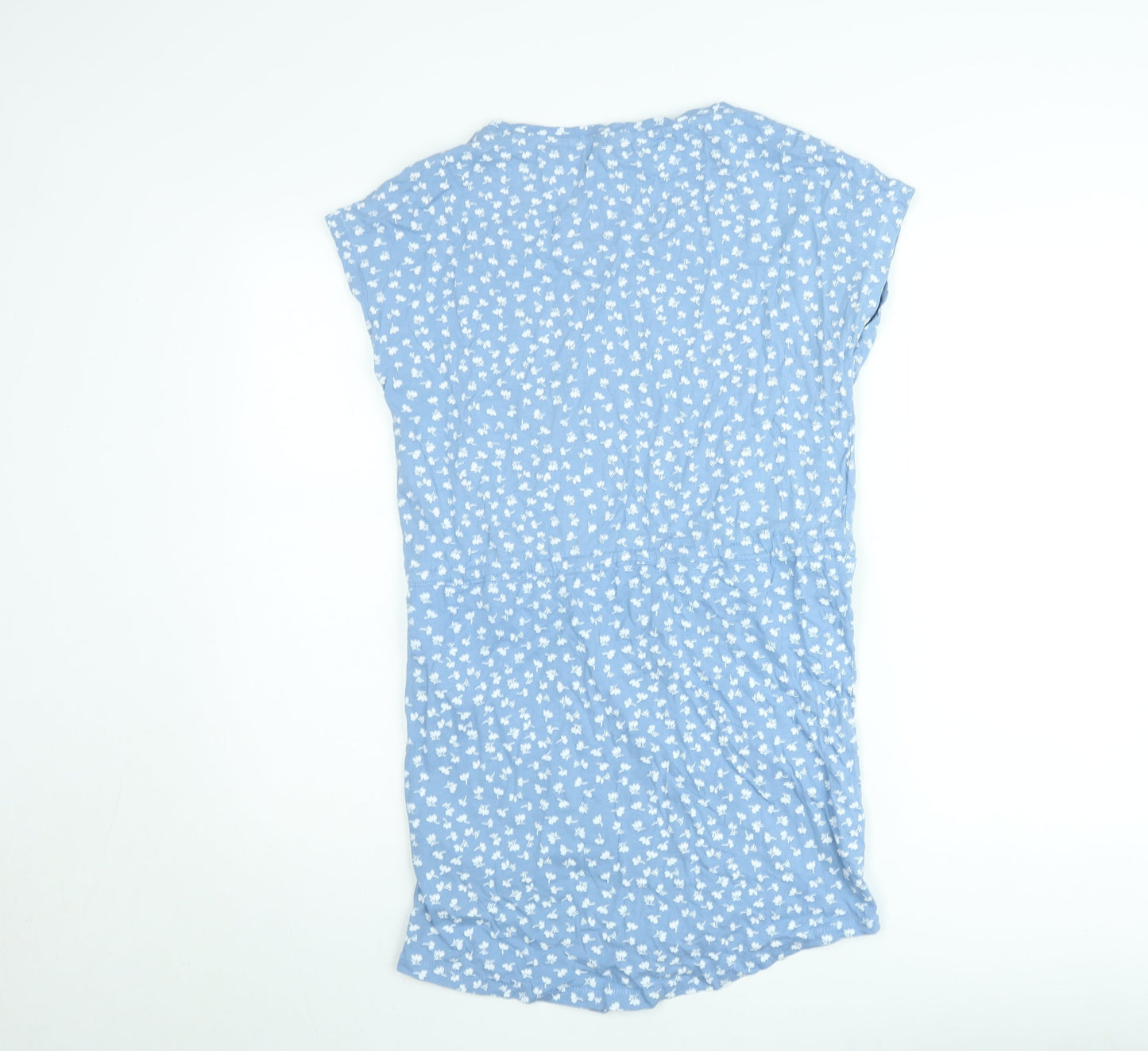 ONLY Women's Blue Floral Cotton Short Shift Dress Size M
