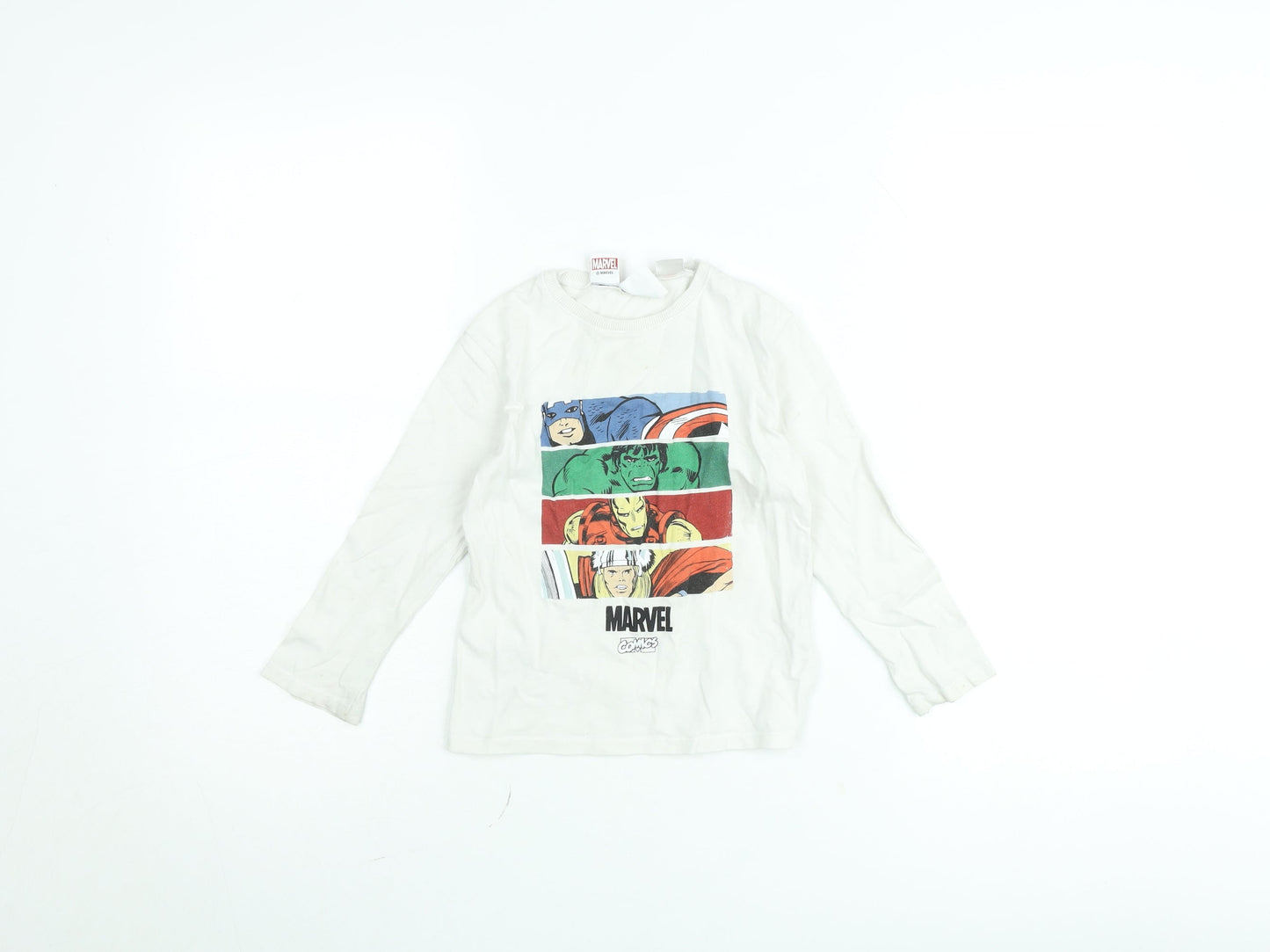 Zara Boys White Marvel Avengers Long Sleeve T-Shirt 3-4 Years