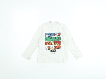Zara Boys White Marvel Avengers Long Sleeve T-Shirt 3-4 Years