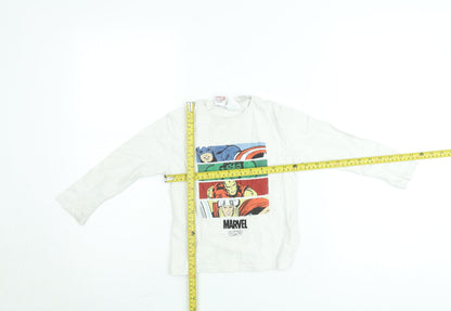 Zara Boys White Marvel Avengers Long Sleeve T-Shirt 3-4 Years