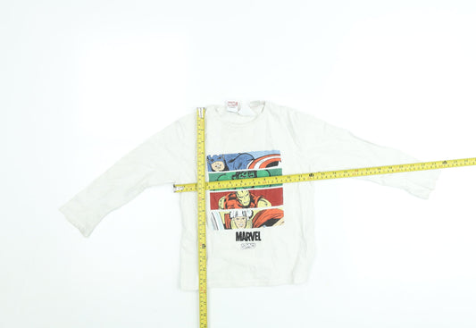 Zara Boys White Marvel Avengers Long Sleeve T-Shirt 3-4 Years