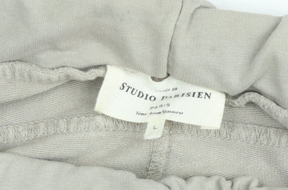 Studio Parisien Men’s Beige Jogger Trousers L Elastic Waist Cotton