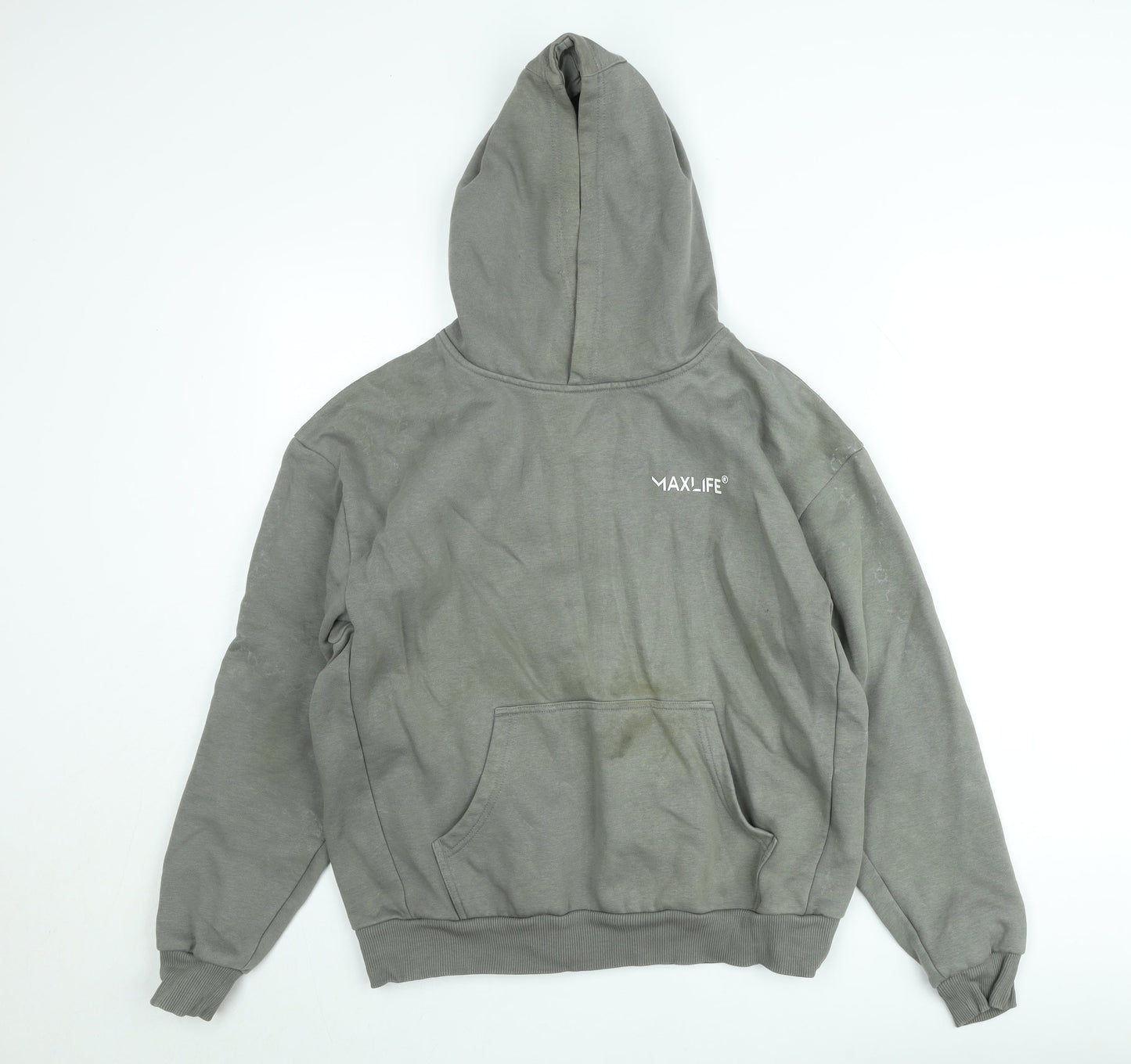 MAXLIFE Men’s Grey Pullover Hoodie M Fleece Lined Casual Sweatshirt