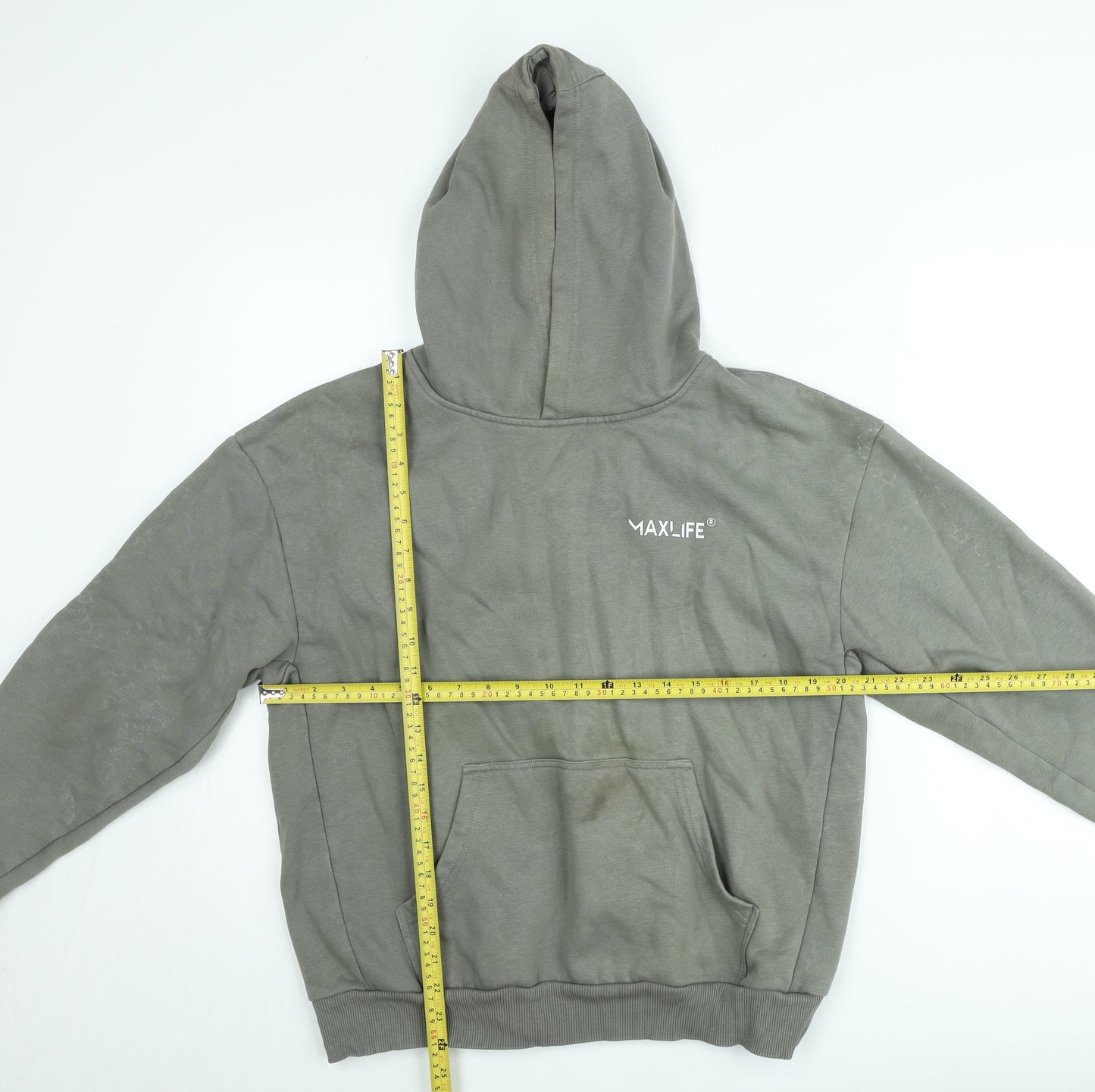 MAXLIFE Men’s Grey Pullover Hoodie M Fleece Lined Casual Sweatshirt