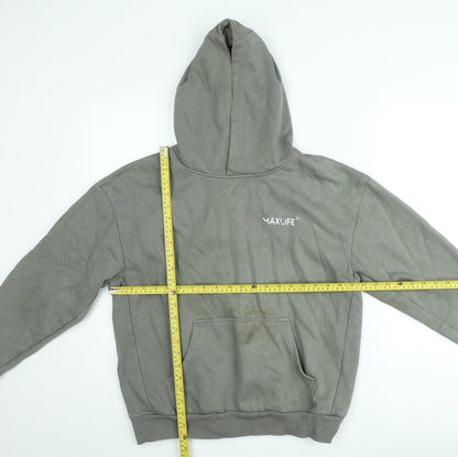 MAXLIFE Men’s Grey Pullover Hoodie M Fleece Lined Casual Sweatshirt