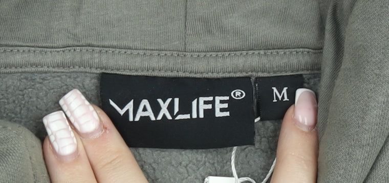 MAXLIFE Men’s Grey Pullover Hoodie M Fleece Lined Casual Sweatshirt