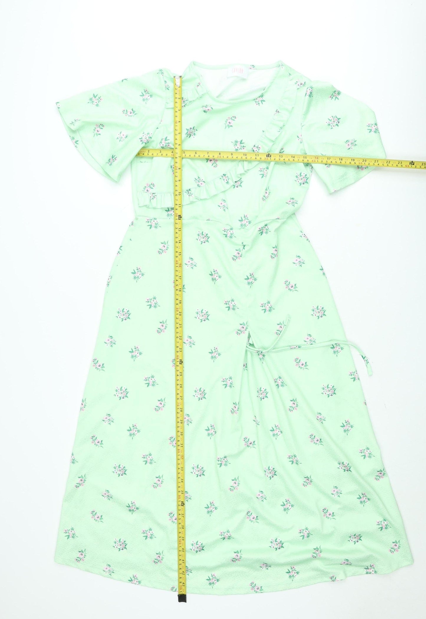 Savida Women’s Green Floral Midi A-Line Dress Size M