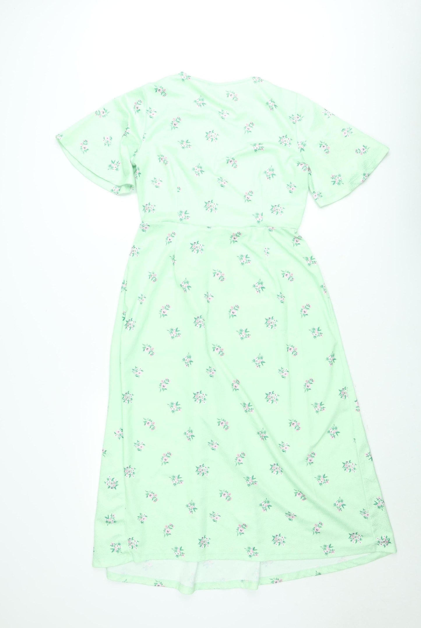 Savida Women’s Green Floral Midi A-Line Dress Size M