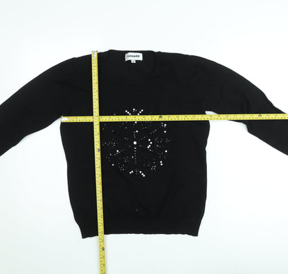 Gerard Womens Black Sequin Snowflake Pullover Jumper Size S