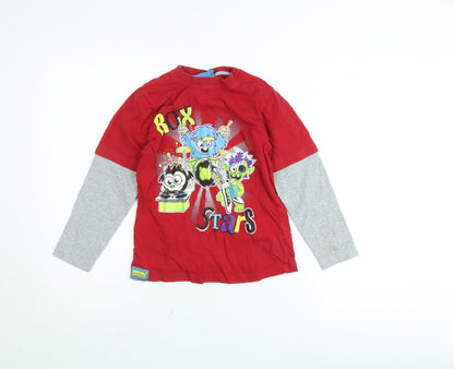 Moshi Monsters Boys Red Long Sleeve Graphic T-Shirt 5-6 Years