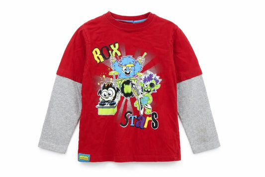 Moshi Monsters Boys Red Long Sleeve Graphic T-Shirt 5-6 Years