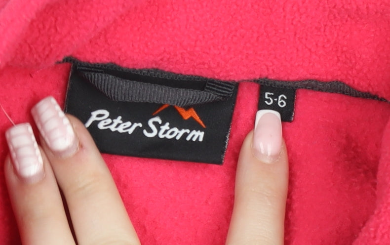 Peter Storm Girls Pink Fleece Full Zip Sweatshirt 5-6 Years Lightweight Outdoor