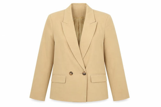 Tu Woman Beige Double-Breasted Suit Jacket Size 12
