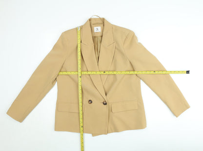 Tu Woman Beige Double-Breasted Suit Jacket Size 12