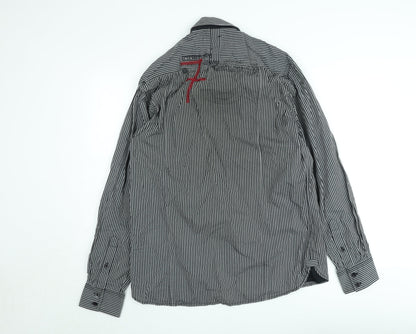 Jack & Jones Men's Black Striped Long Sleeve Button-Up Shirt Size L