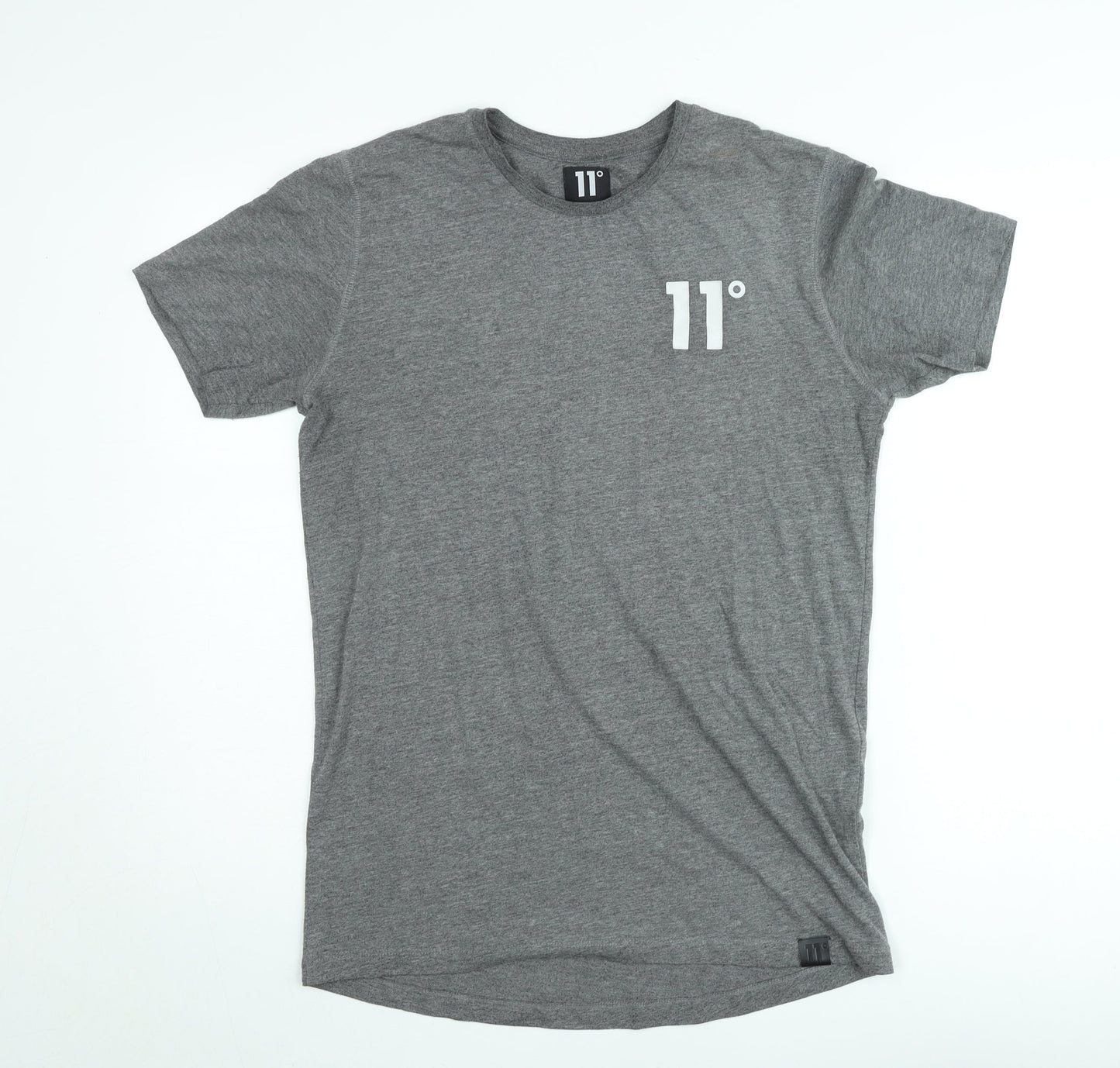 11 Degrees Grey Classic Crew Neck Regular Fit T-Shirt Unisex M