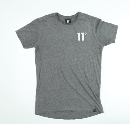11 Degrees Grey Classic Crew Neck Regular Fit T-Shirt Unisex M