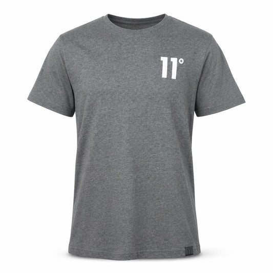 Front view of 11 Degrees Grey Classic Crew Neck Regular Fit T-Shirt unisex m