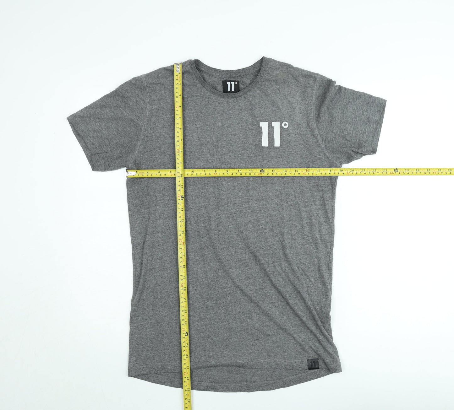 11 Degrees Grey Classic Crew Neck Regular Fit T-Shirt Unisex M