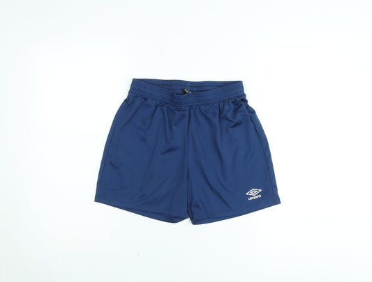 Umbro Boys Blue Athletic Football Shorts Size 13 Years Polyester