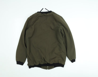 Missguided Women’s Green Bomber Jacket UK 10 Lined Zip Casual