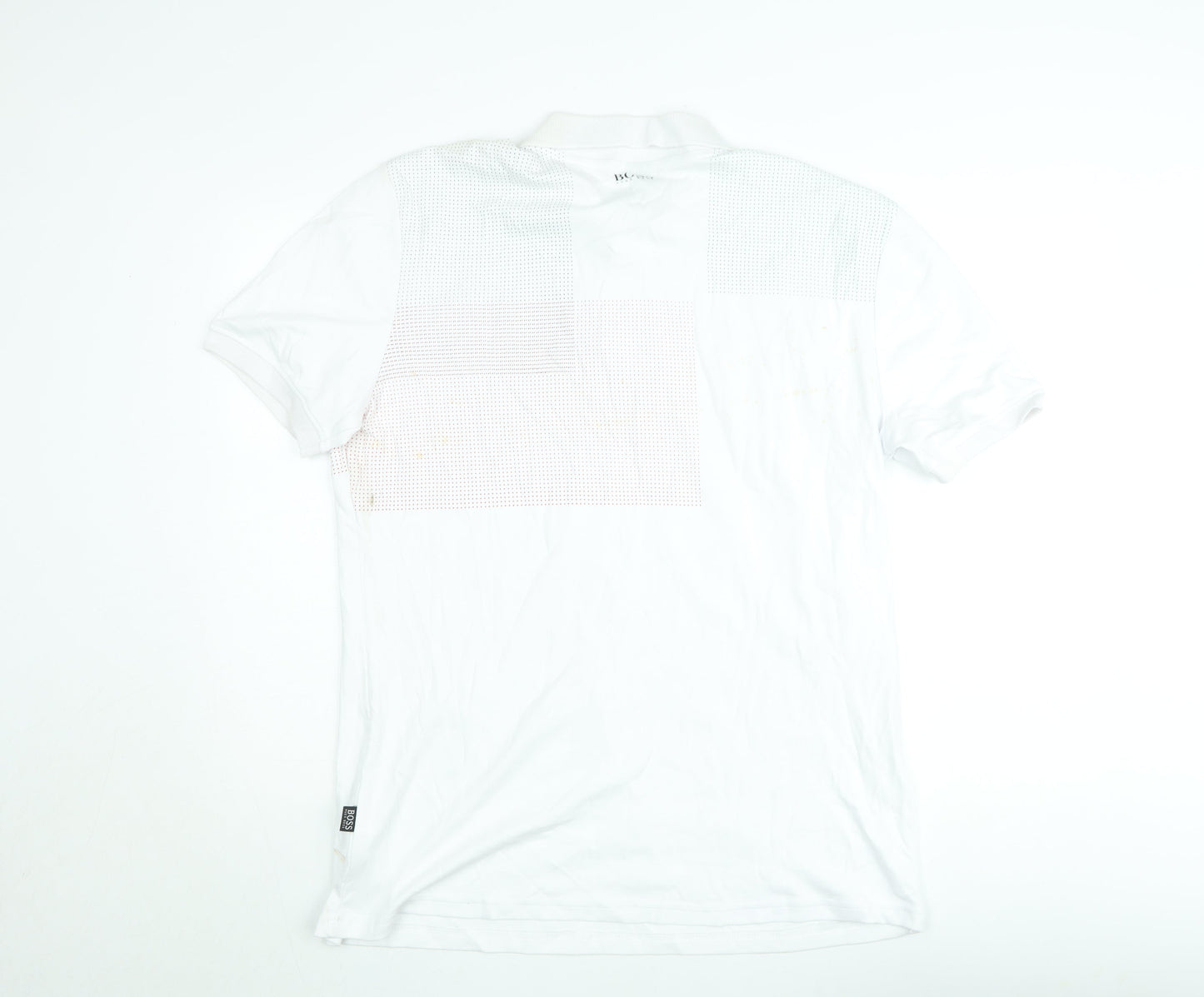 Hugo Boss Men's White 3XL Polo Shirt Cotton Geometric Logo Design