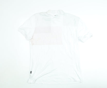 Hugo Boss Men's White 3XL Polo Shirt Cotton Geometric Logo Design
