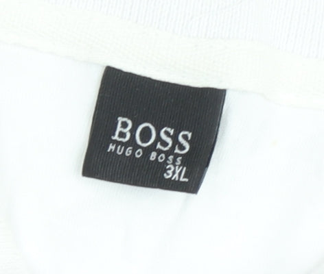 Hugo Boss Men's White 3XL Polo Shirt Cotton Geometric Logo Design