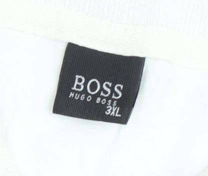 Hugo Boss Men's White 3XL Polo Shirt Cotton Geometric Logo Design