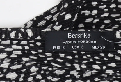 Bershka Women’s Black Animal Print Halter Wide-Leg Jumpsuit Size 8