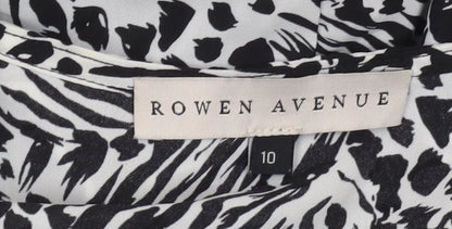 Rowen Avenue Womens Black Midi A-Line Animal Print Dress Size 10
