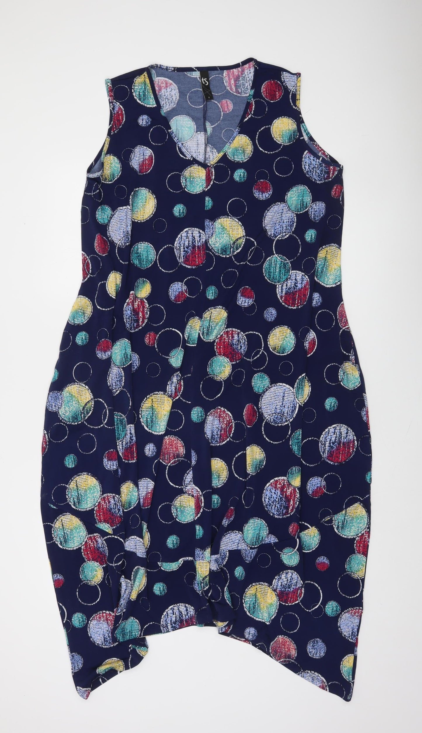 TS Womens Multicoloured Geometric V-Neck Sleeveless Shift Dress Size S