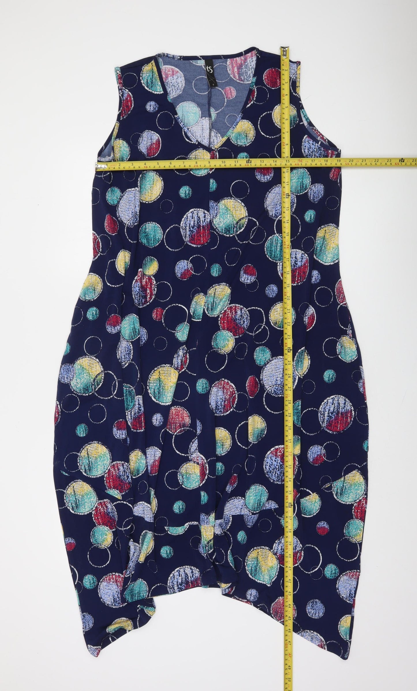 TS Womens Multicoloured Geometric V-Neck Sleeveless Shift Dress Size S