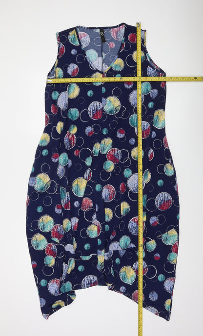 TS Womens Multicoloured Geometric V-Neck Sleeveless Shift Dress Size S