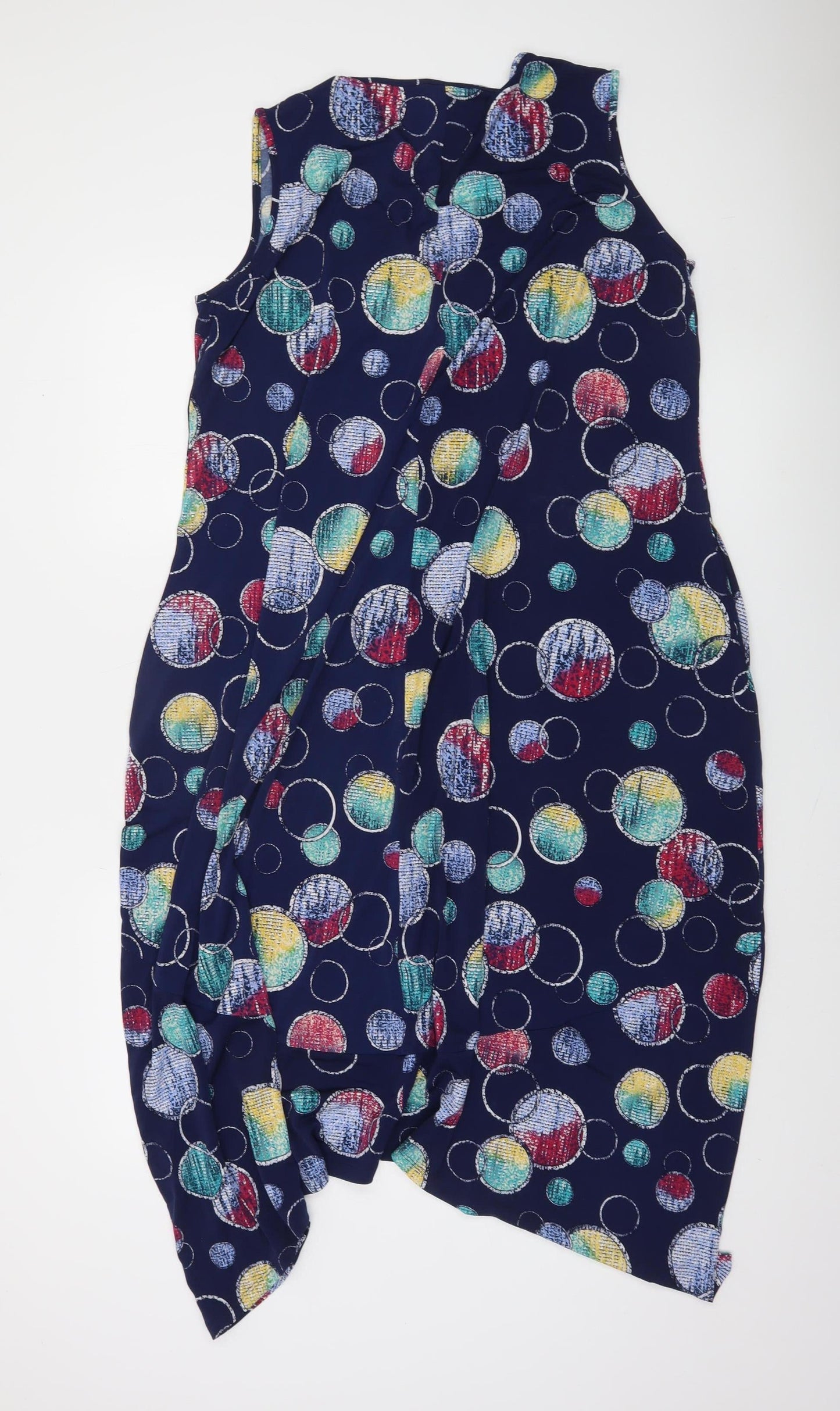 TS Womens Multicoloured Geometric V-Neck Sleeveless Shift Dress Size S