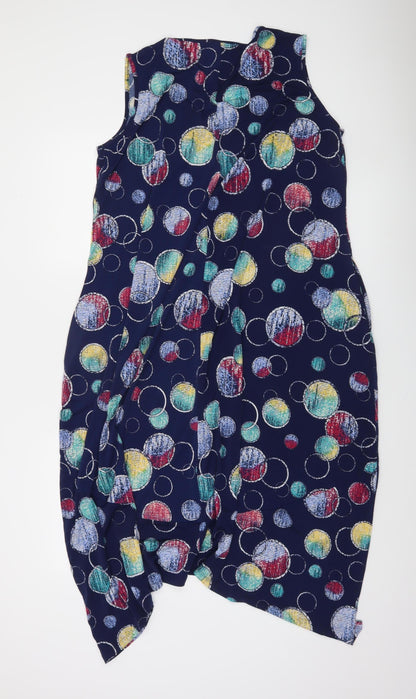 TS Womens Multicoloured Geometric V-Neck Sleeveless Shift Dress Size S