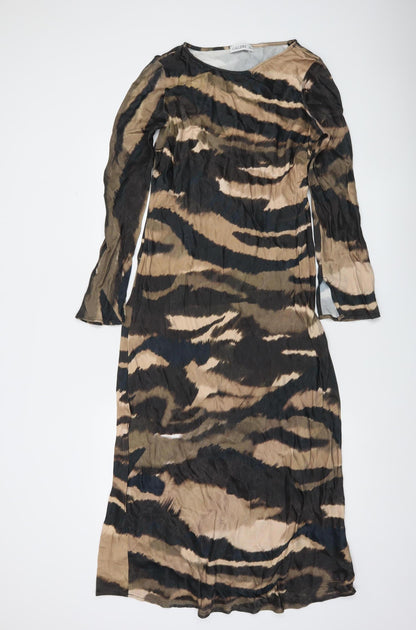 Gallery Women’s Brown Animal Print Midi Bodycon Dress Size 10