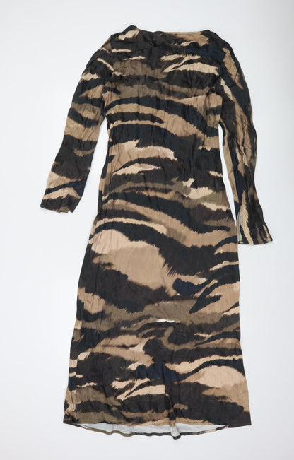 Gallery Women’s Brown Animal Print Midi Bodycon Dress Size 10